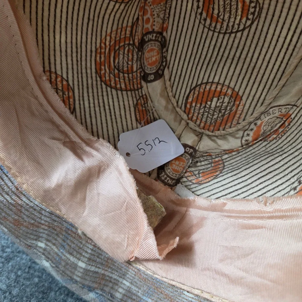 Vintage Cloche Bucket Hat Size 7 Tan Plaid Classic Cottagecore Old Money Grandma